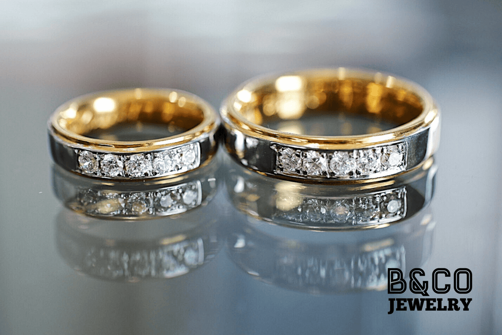 B&Co Jewelry Wedding Ring Tuscany Premier Two Tone Wedding Rings