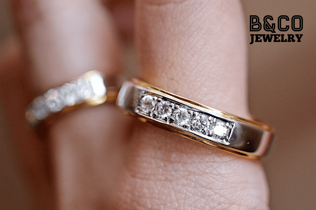 B&Co Jewelry Wedding Ring Tuscany Premier Two Tone Wedding Rings