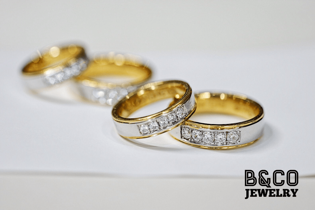B&Co Jewelry Wedding Ring Tuscany Premier Two Tone Wedding Rings