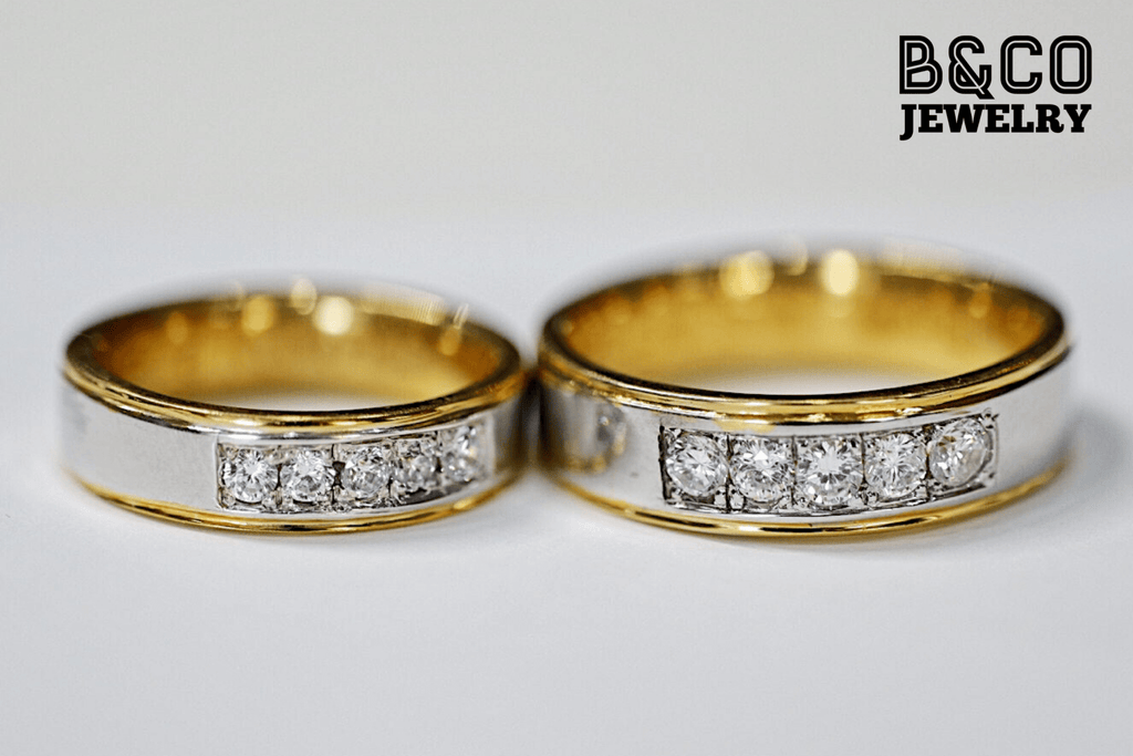 B&Co Jewelry Wedding Ring Tuscany Premier Two Tone Wedding Rings