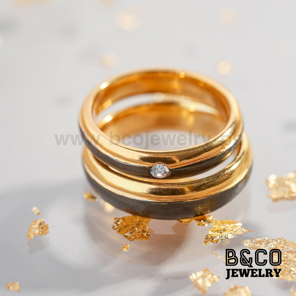 Miletus Code Black Wedding Rings - B&Co Jewelry