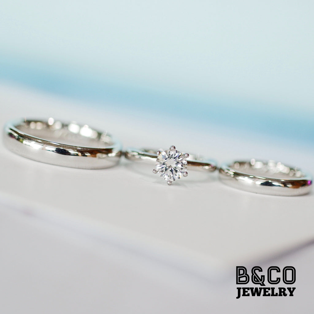B&Co Jewelry Wedding Band + Engagement Ring Set Classic Set