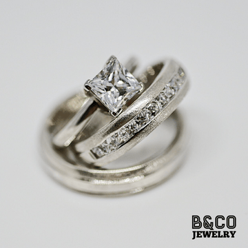 B&Co Jewelry Wedding Band + Engagement Ring Set Cyclades Set