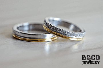B&Co Jewelry Wedding Ring Arezzo Premier Two Tone Wedding Rings