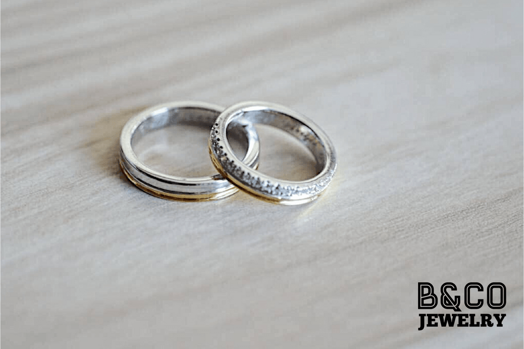 B&Co Jewelry Wedding Ring Arezzo Premier Two Tone Wedding Rings