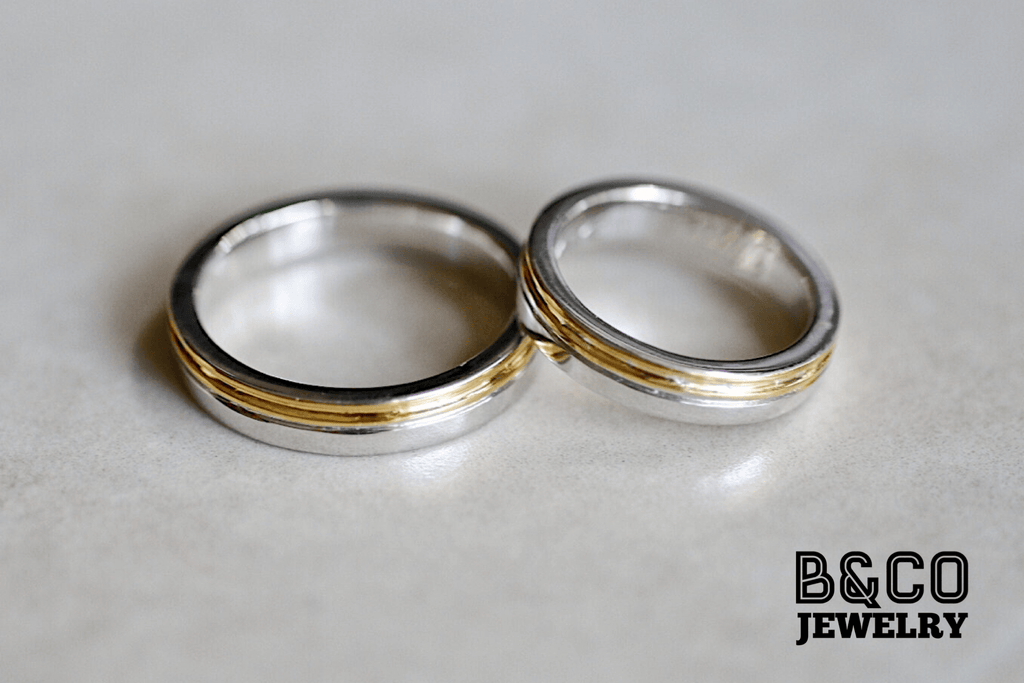 B&Co Jewelry Wedding Ring Arezzo Plain Two Tone Wedding Rings