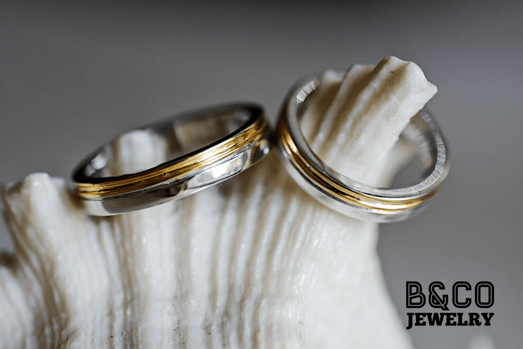 B&Co Jewelry Wedding Ring Arezzo Plain Two Tone Wedding Rings