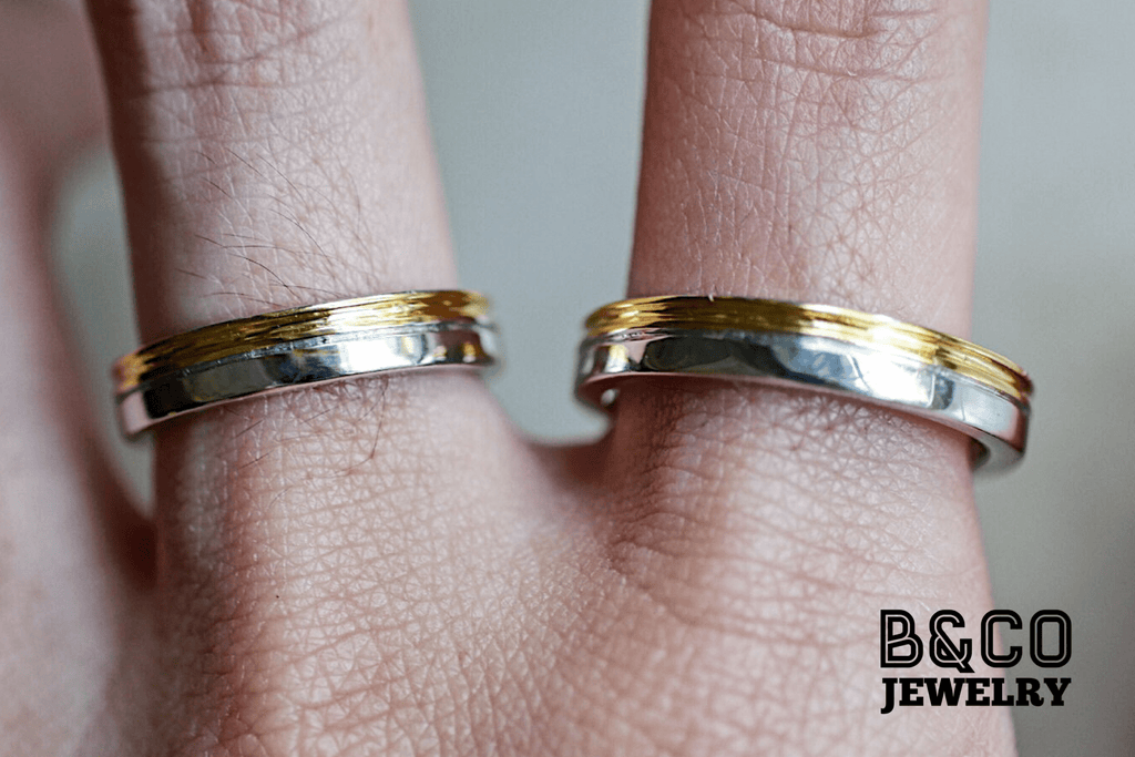 B&Co Jewelry Wedding Ring Arezzo Plain Two Tone Wedding Rings