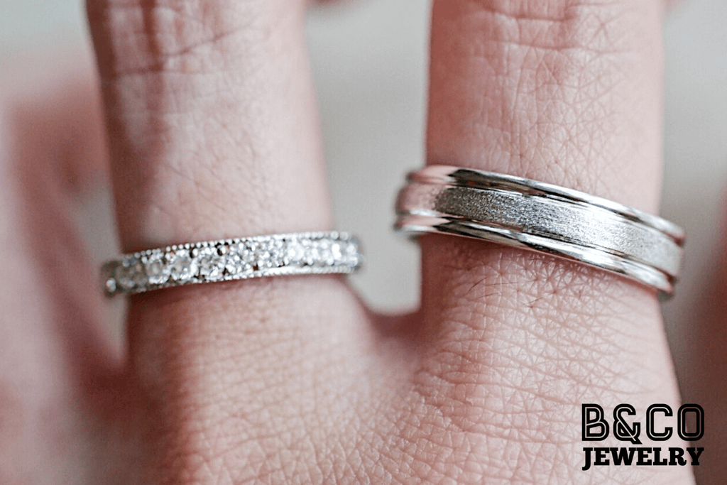 B&Co Jewelry Wedding Band + Engagement Ring Set Crete Set