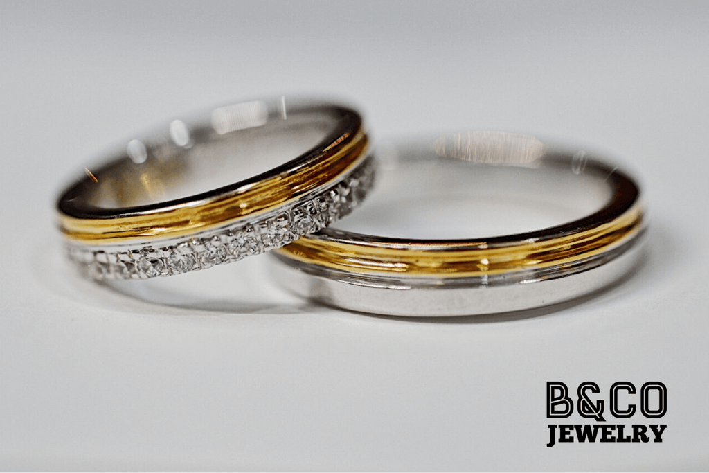 B&Co Jewelry Wedding Band + Engagement Ring Set Arezzo x Athens Set