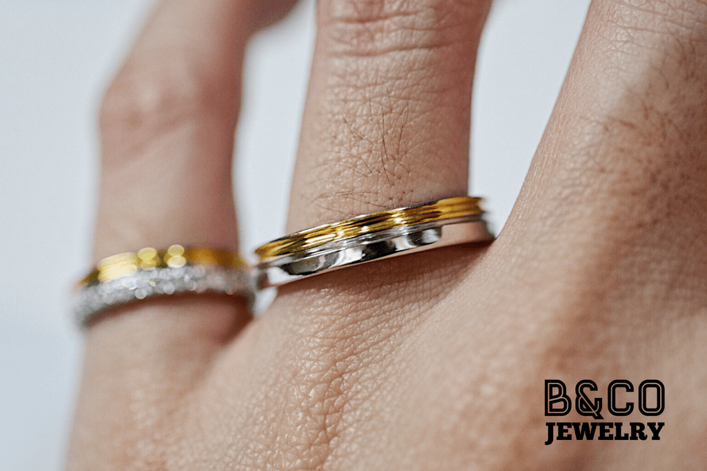 B&Co Jewelry Wedding Band + Engagement Ring Set Arezzo x Athens Set