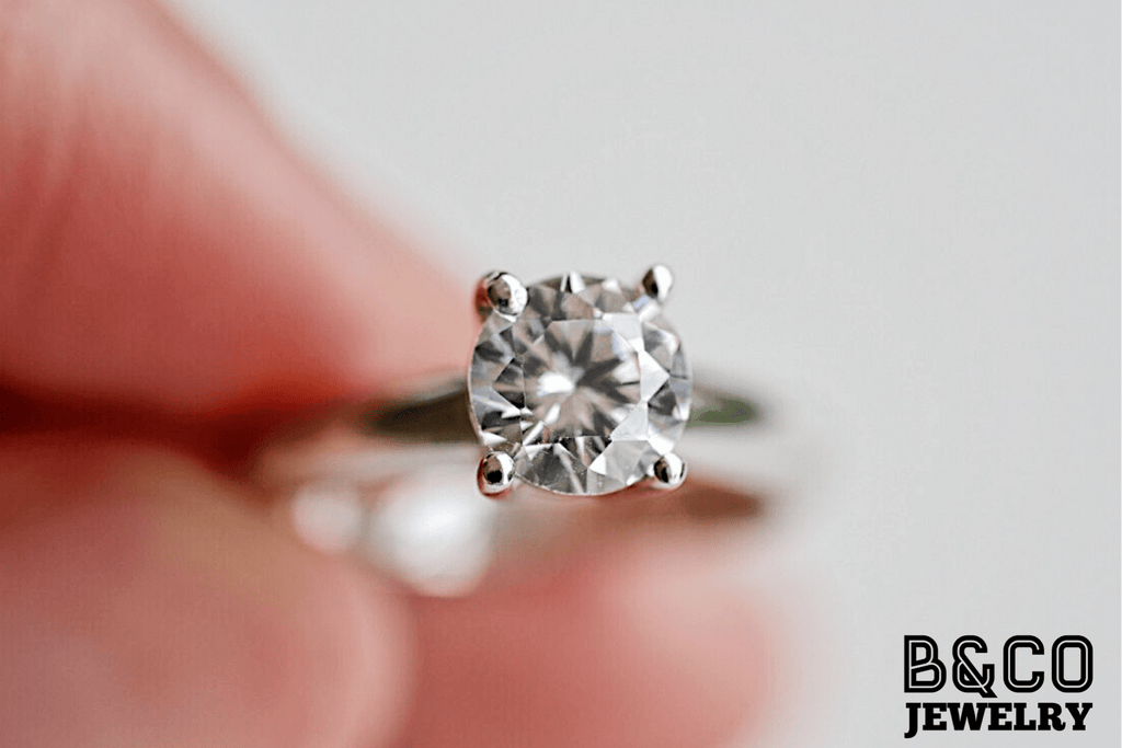 B&Co Jewelry Engagement Ring 1ct Solitaire 3mm Engagement Ring