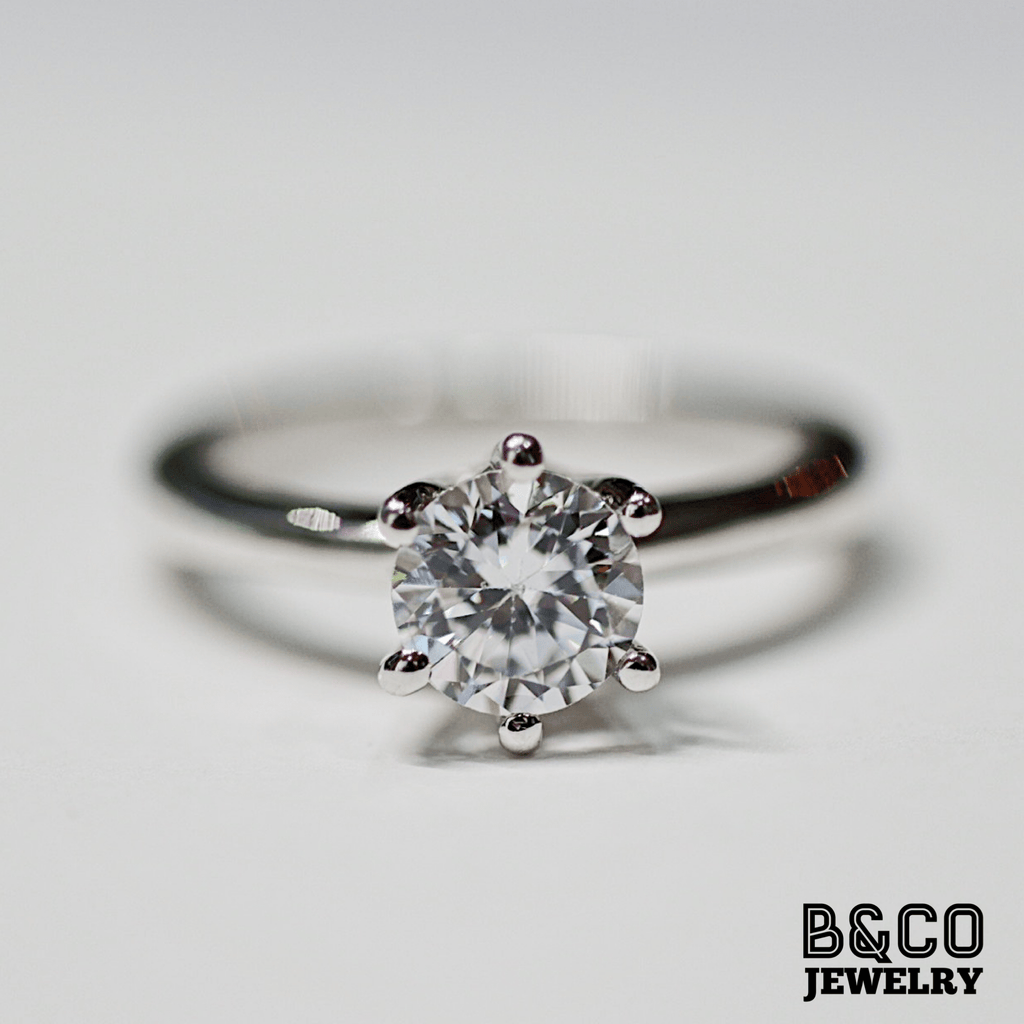 B&Co Jewelry Engagement Ring 1ct Solitaire 6-prong Engagement Ring