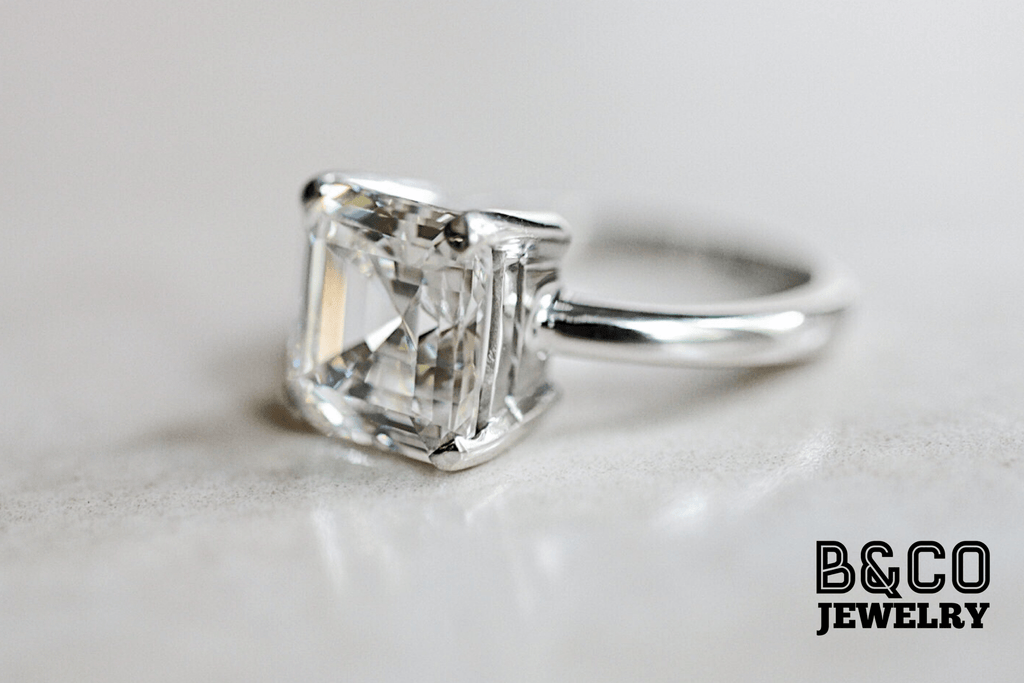 B&Co Jewelry Engagement Ring 3ct Asscher Cut Engagement Ring