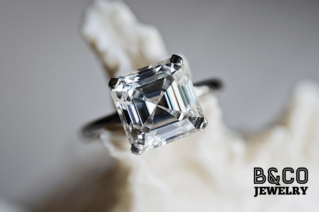 B&Co Jewelry Engagement Ring 3ct Asscher Cut Engagement Ring