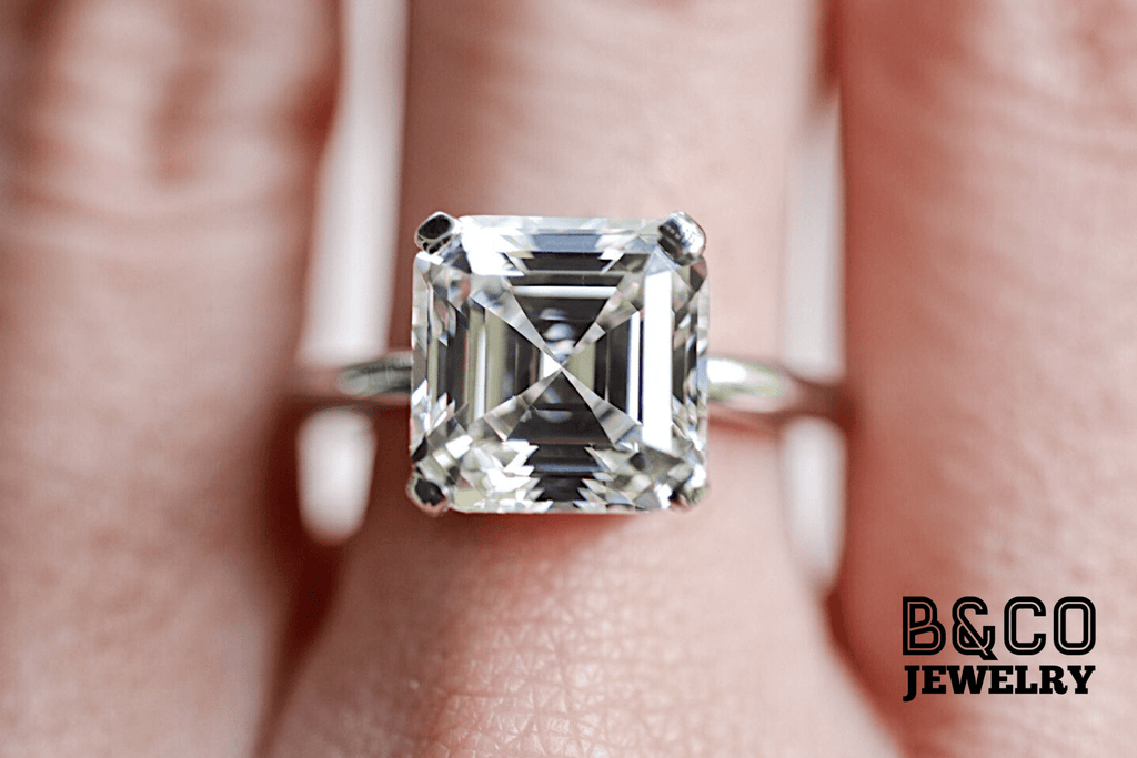 B&Co Jewelry Engagement Ring 3ct Asscher Cut Engagement Ring