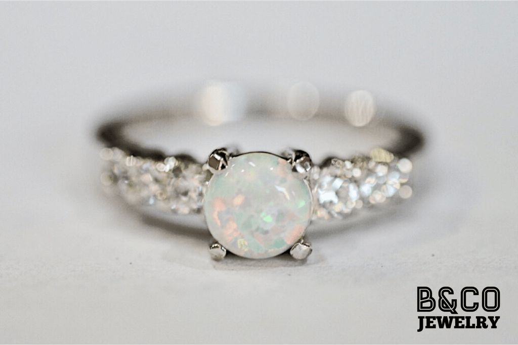 B&Co Jewelry Gemstone Ring 1.5ct Slovenia Opal Engagement Ring