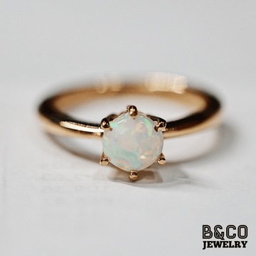 B&Co Jewelry Gemstone Ring 1ct Solitaire Opal Engagement Ring
