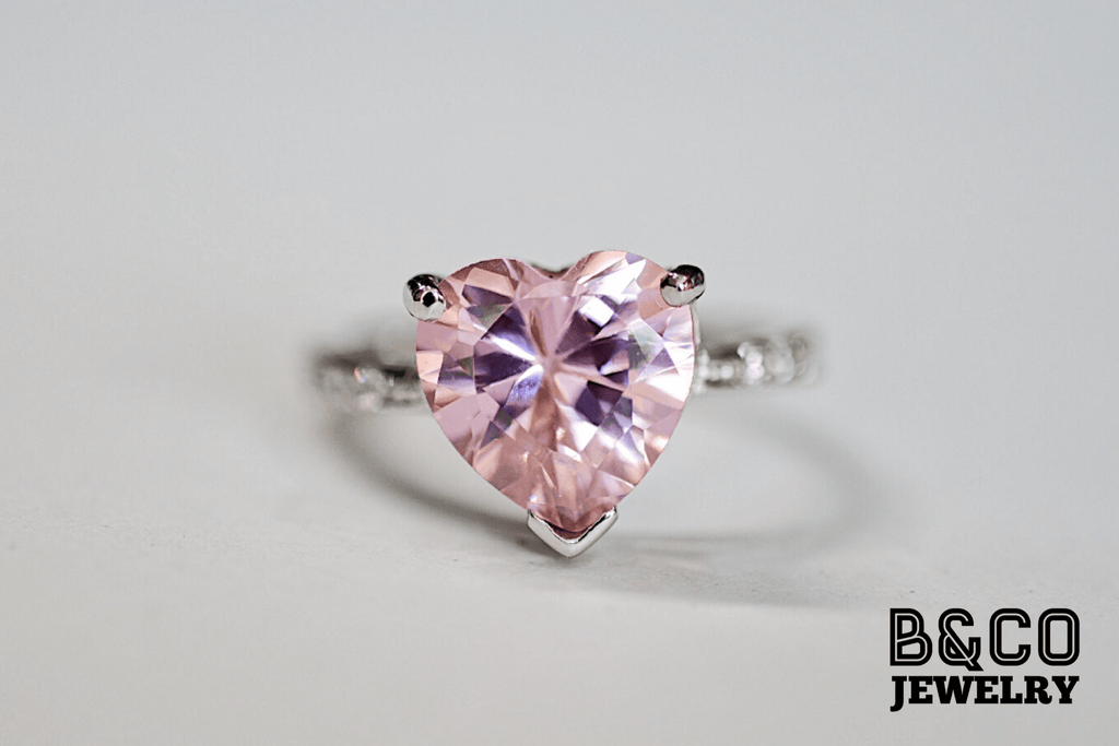 B&Co Jewelry Gemstone Ring 3ct Heart Gemstone Engagement Ring