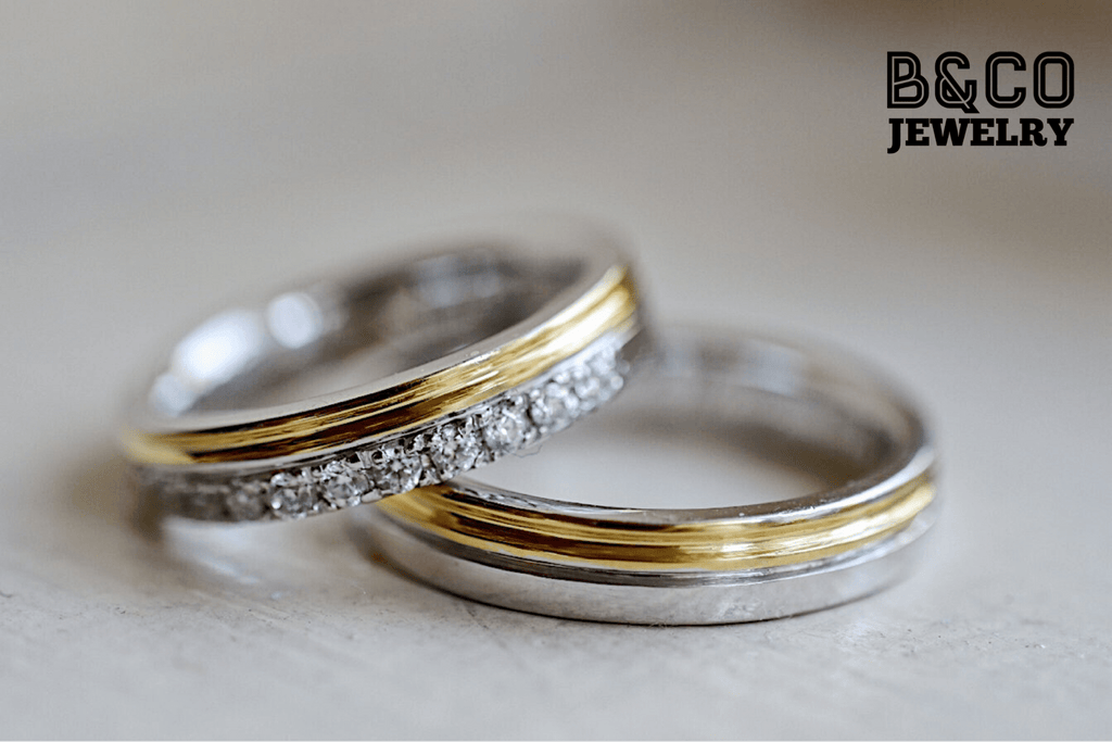 B&Co Jewelry Wedding Band + Engagement Ring Set Arezzo Set