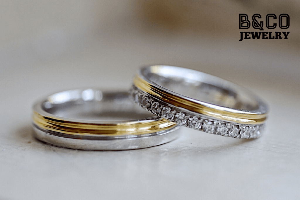 B&Co Jewelry Wedding Band + Engagement Ring Set Arezzo Set