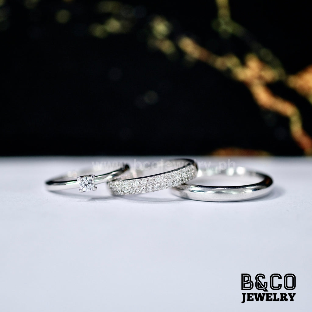 B&Co Jewelry Wedding Band + Engagement Ring Set Chamonix Set