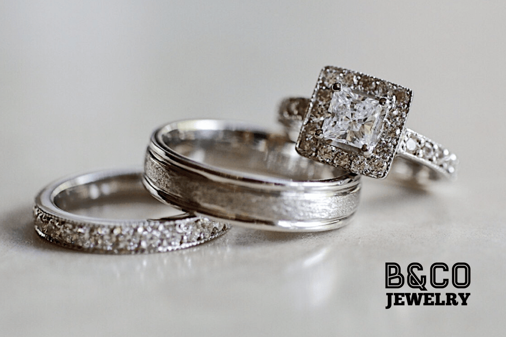 B&Co Jewelry Wedding Band + Engagement Ring Set Crete Set