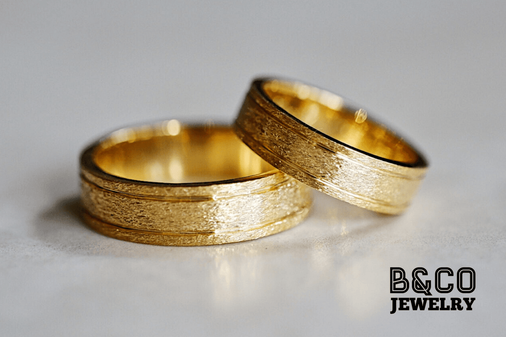 B&Co Jewelry Wedding Band + Engagement Ring Set Milan Set