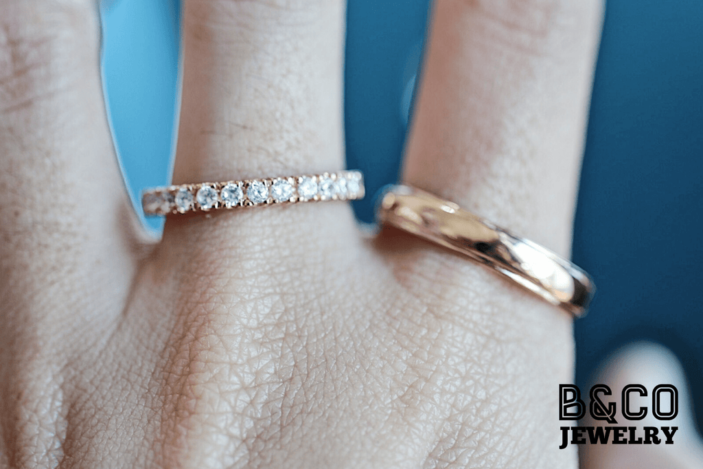 B&Co Jewelry Wedding Band + Engagement Ring Set Minimalist Set