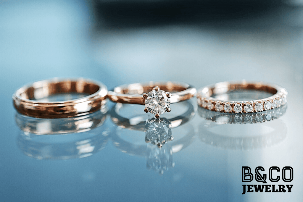 B&Co Jewelry Wedding Band + Engagement Ring Set Minimalist Set