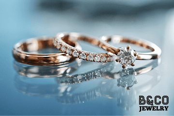 B&Co Jewelry Wedding Band + Engagement Ring Set Minimalist Set