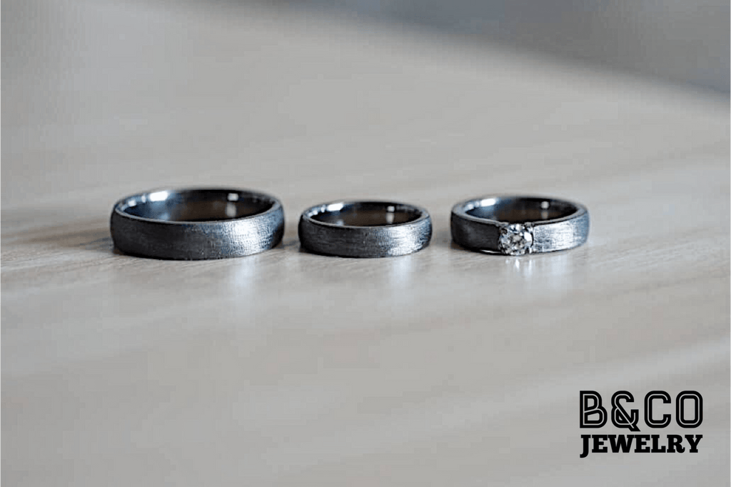 B&Co Jewelry Wedding Band + Engagement Ring Set Mount Etna Set