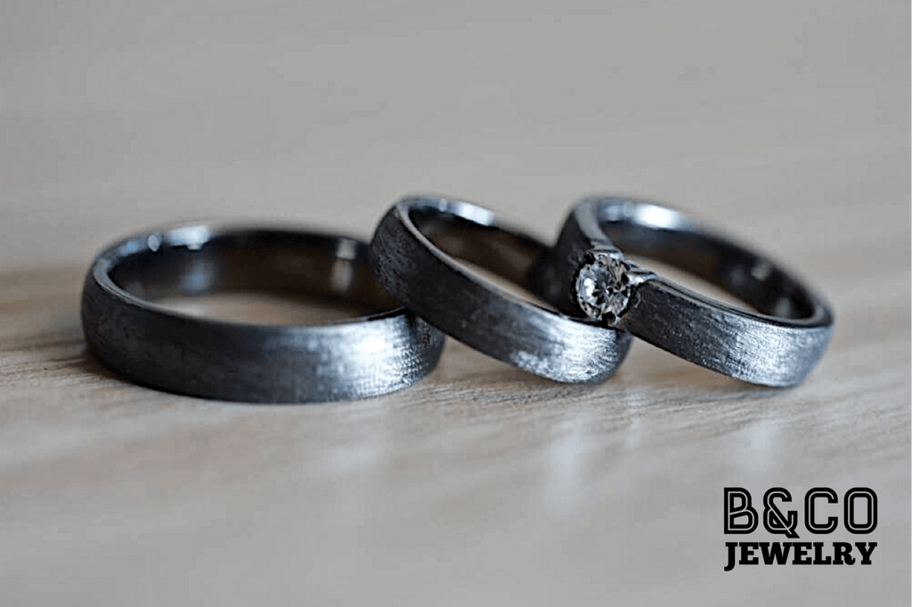 B&Co Jewelry Wedding Band + Engagement Ring Set Mount Etna Set