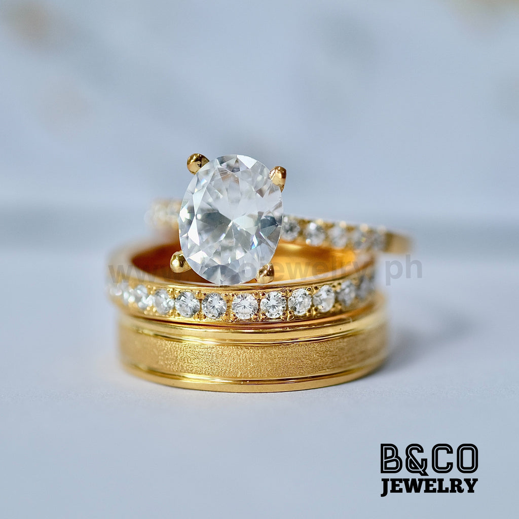 B&Co Jewelry Wedding Band + Engagement Ring Set Mykonos Set
