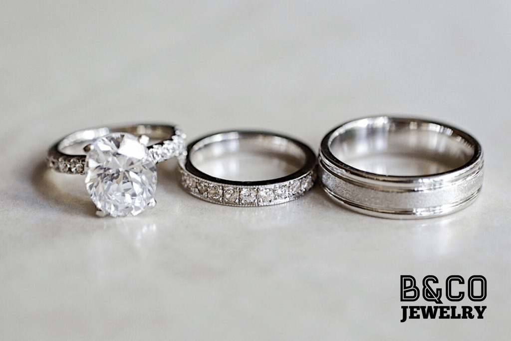 B&Co Jewelry Wedding Band + Engagement Ring Set Mykonos Set
