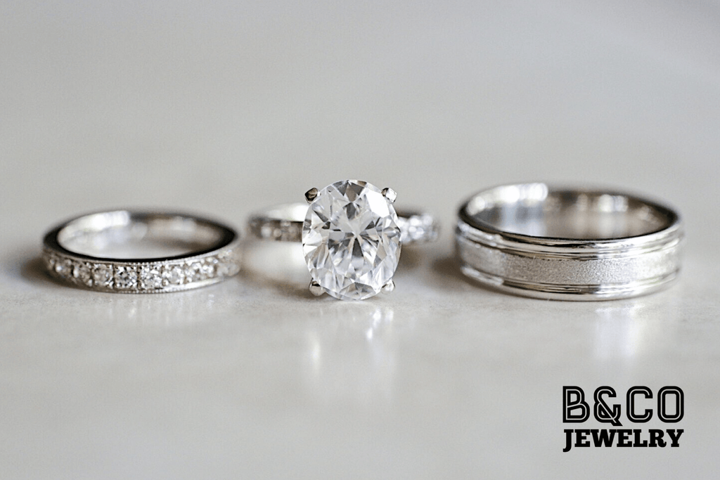B&Co Jewelry Wedding Band + Engagement Ring Set Mykonos Set