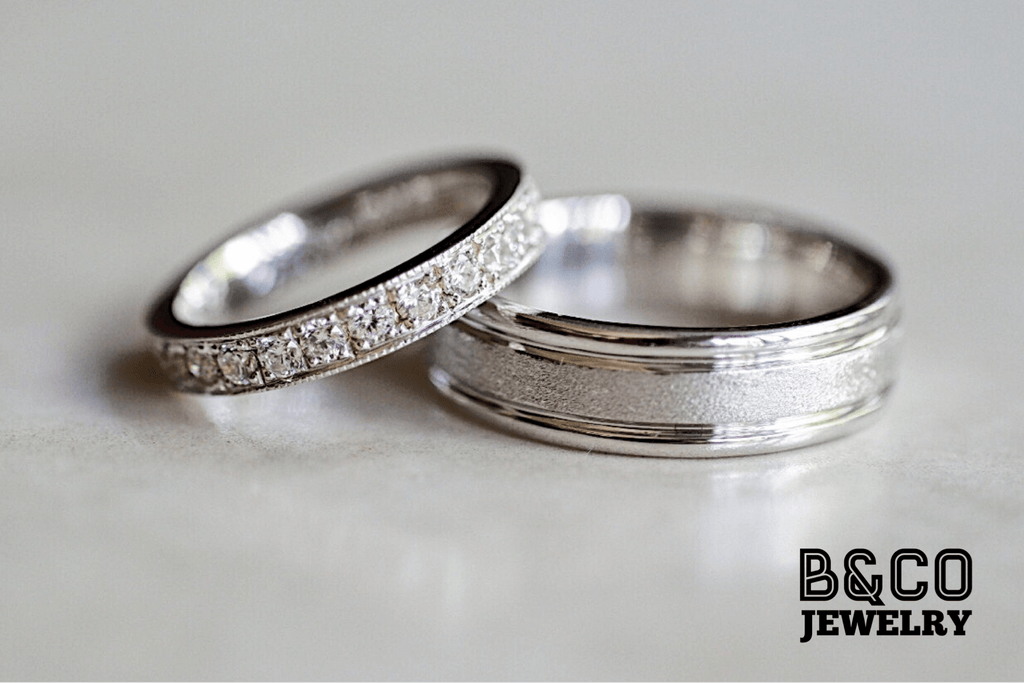 B&Co Jewelry Wedding Band + Engagement Ring Set Mykonos Set