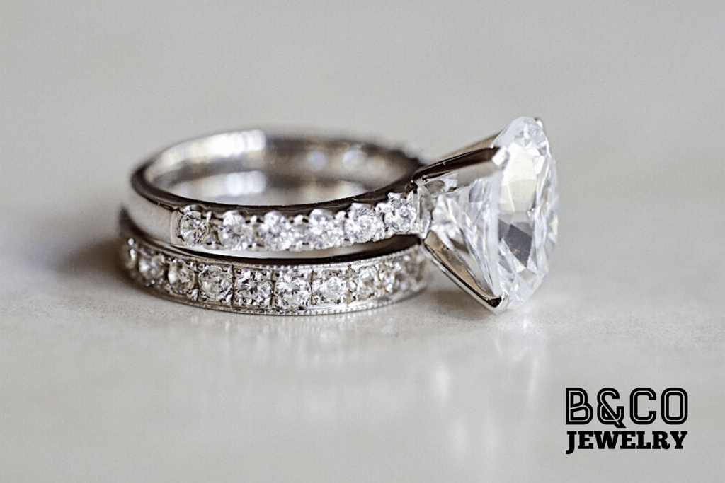 B&Co Jewelry Wedding Band + Engagement Ring Set Mykonos Set