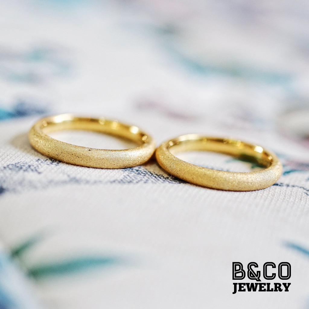 B&Co Jewelry Wedding Ring Minimalist Sandblast Wedding Rings